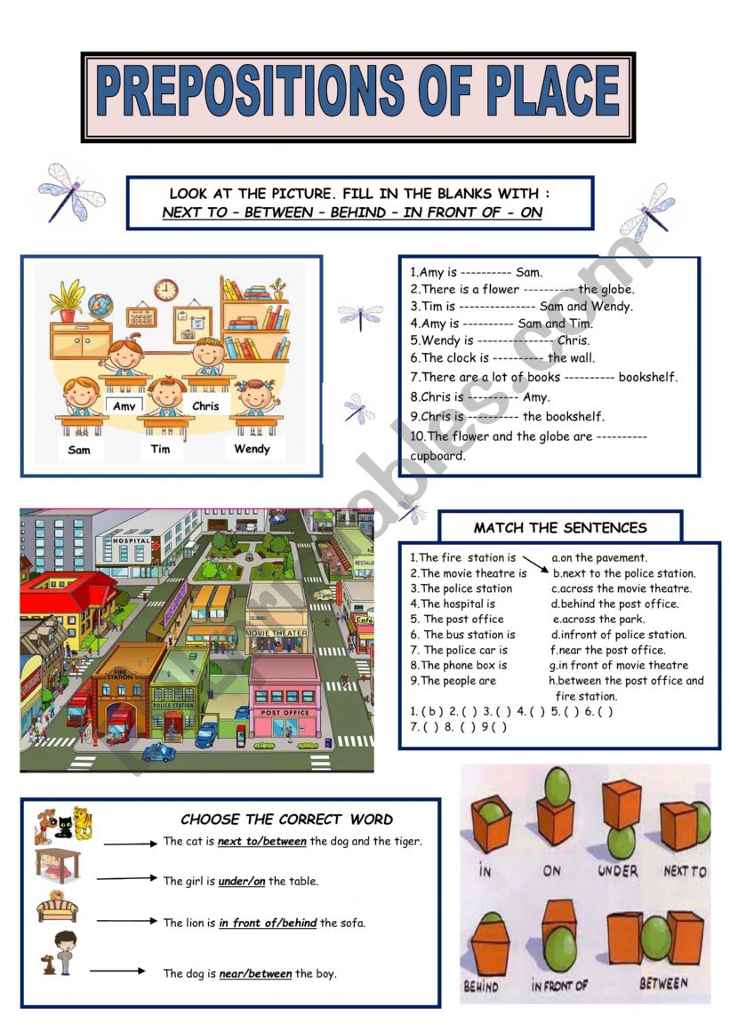 PREPOSITIONS OF PLACE worksheet