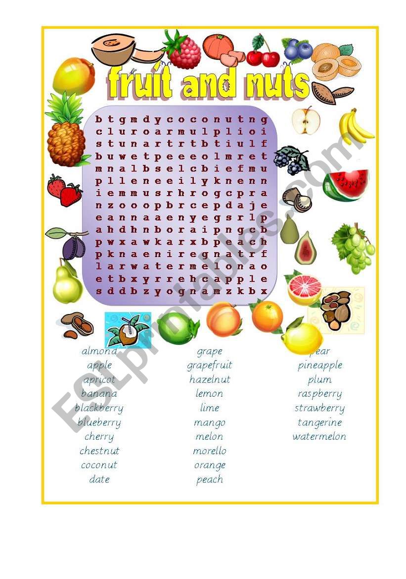 fruit and nuts worksheet