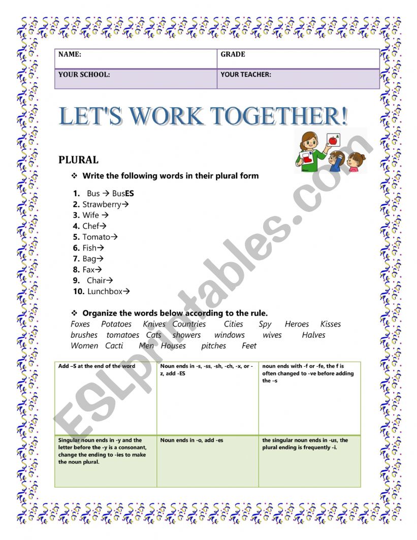 VERB TO BE AND PLURAL. worksheet