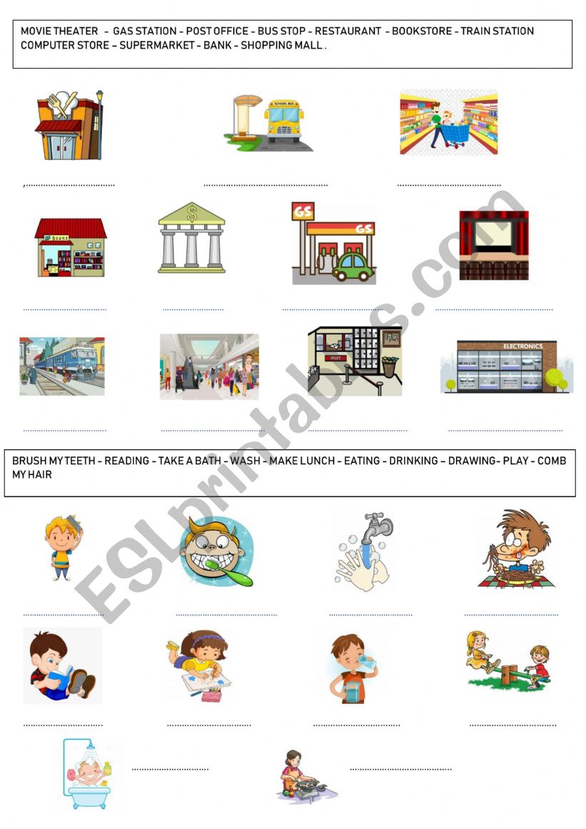 complete the spaces  worksheet
