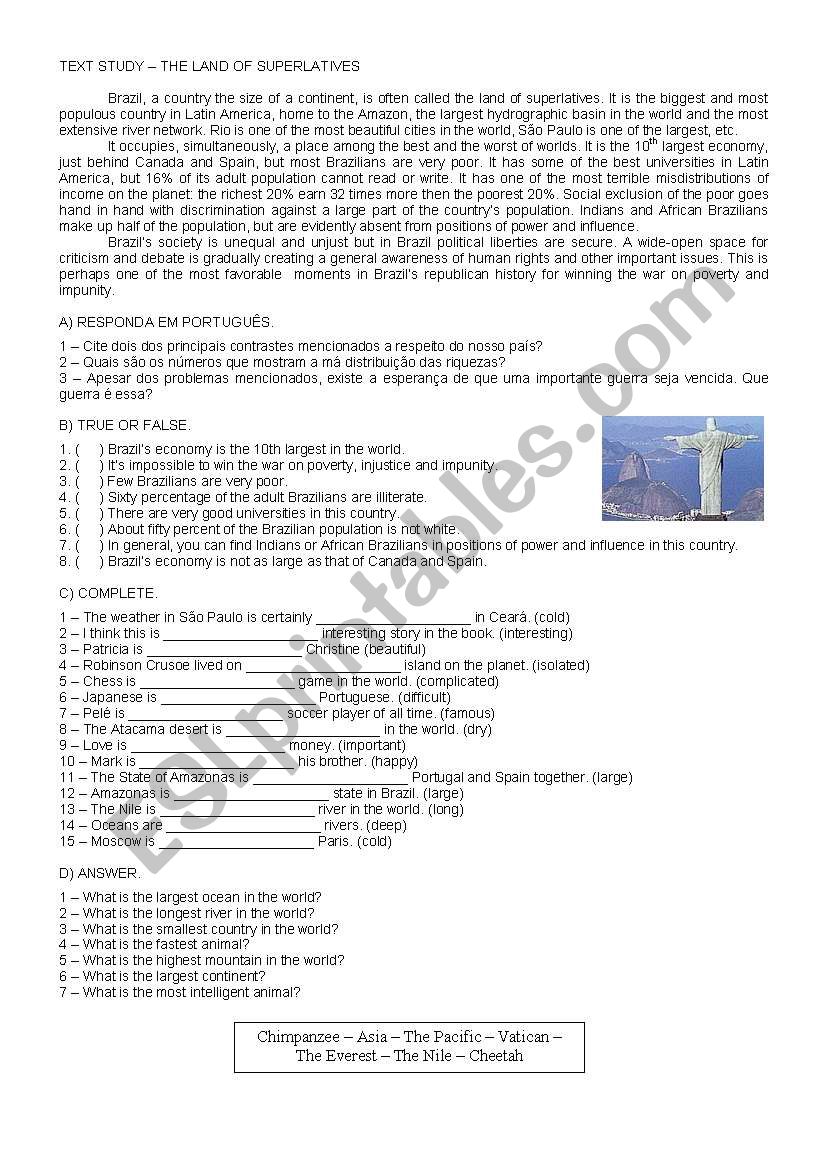 Superlative worksheet