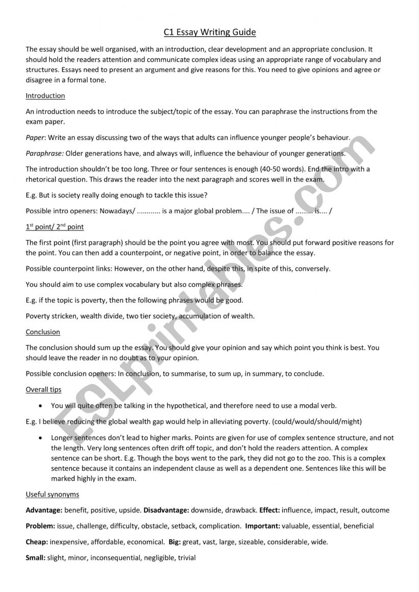 cambridge c1 essay structure