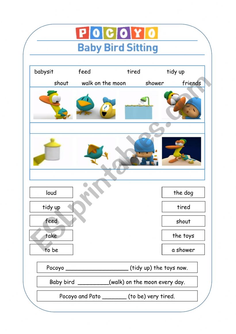 Pocoyo Baby Bird Sitting worksheet