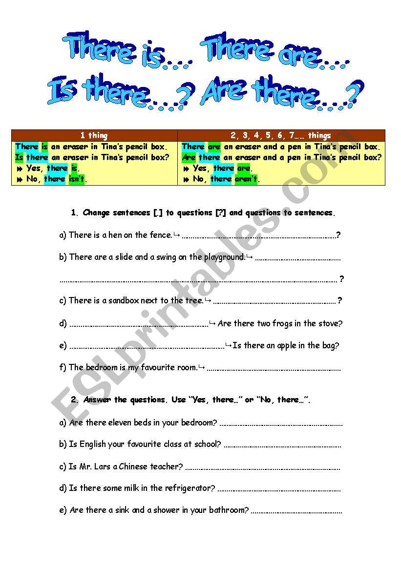 there isare exercises esl worksheet by larei