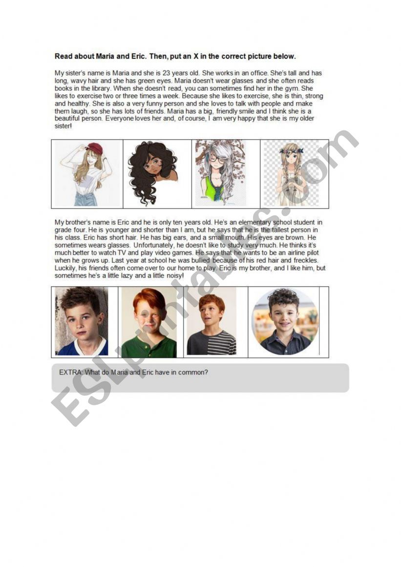 reading test appearance worksheet
