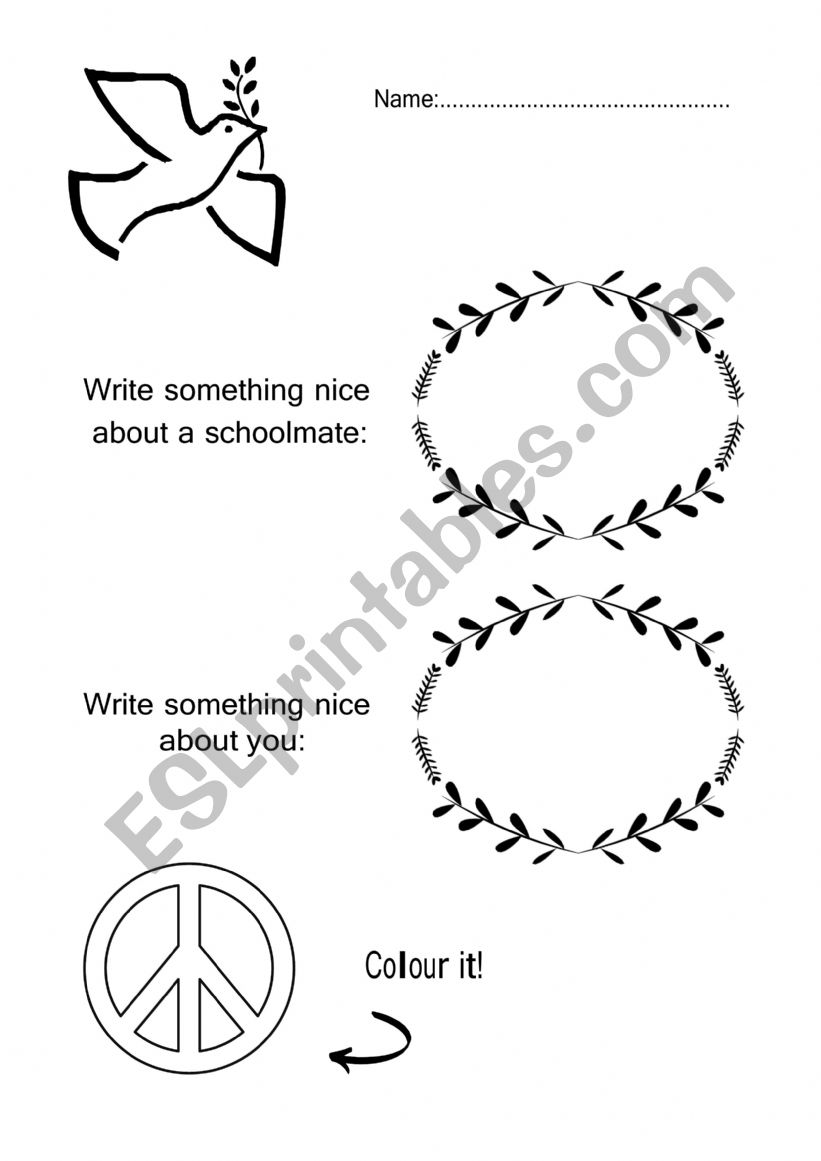 Peace day worksheet worksheet