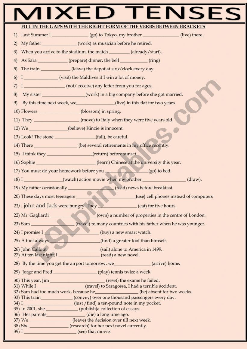 MIXED TENSES worksheet