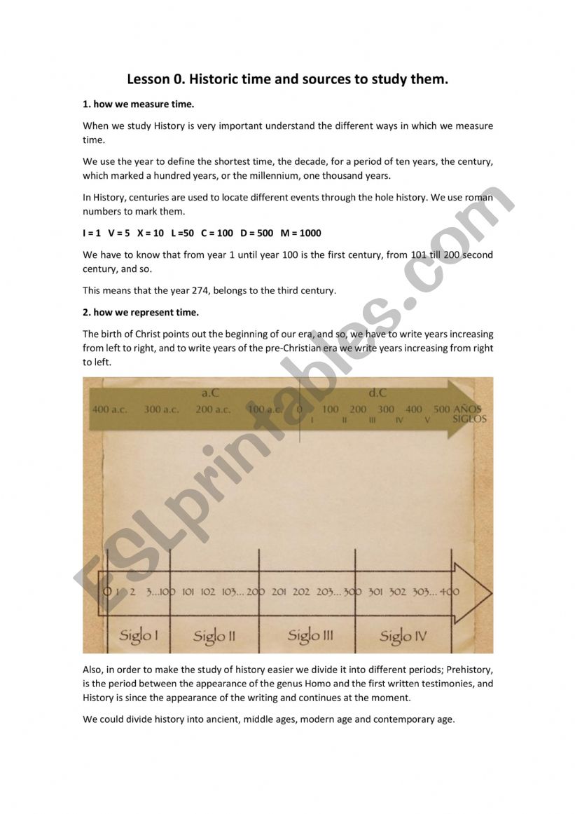 Time in History worksheet