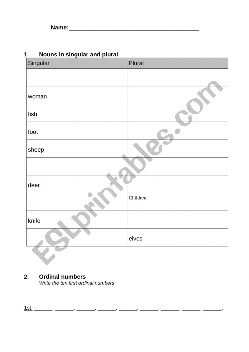 English test  worksheet