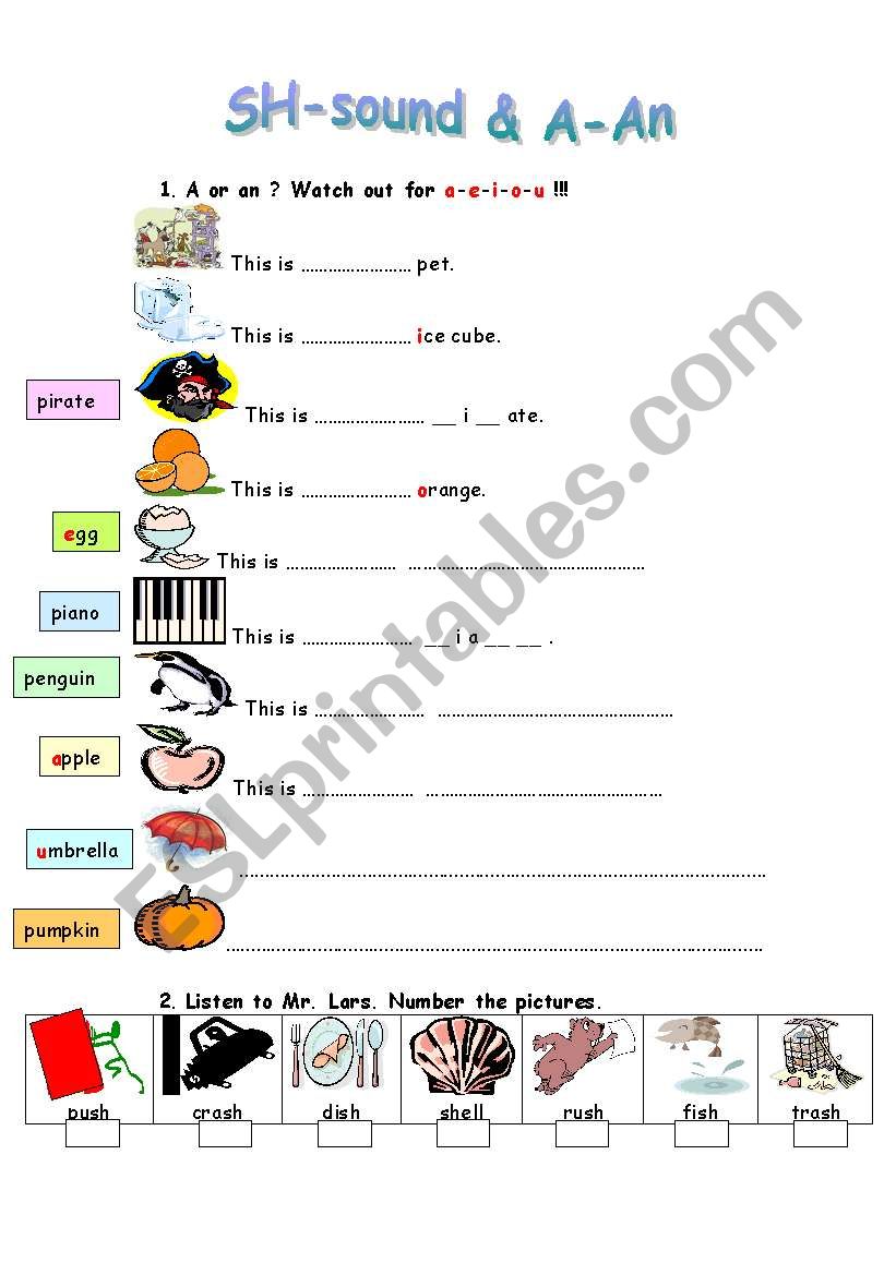 Articles: A or AN? worksheet