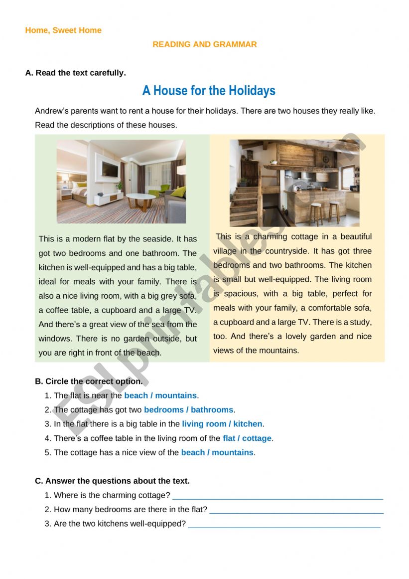 A house for the holidays _5th grade test