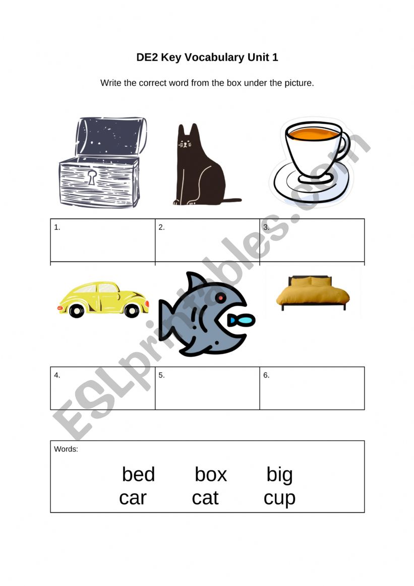 Match CVC Words to Pictures worksheet