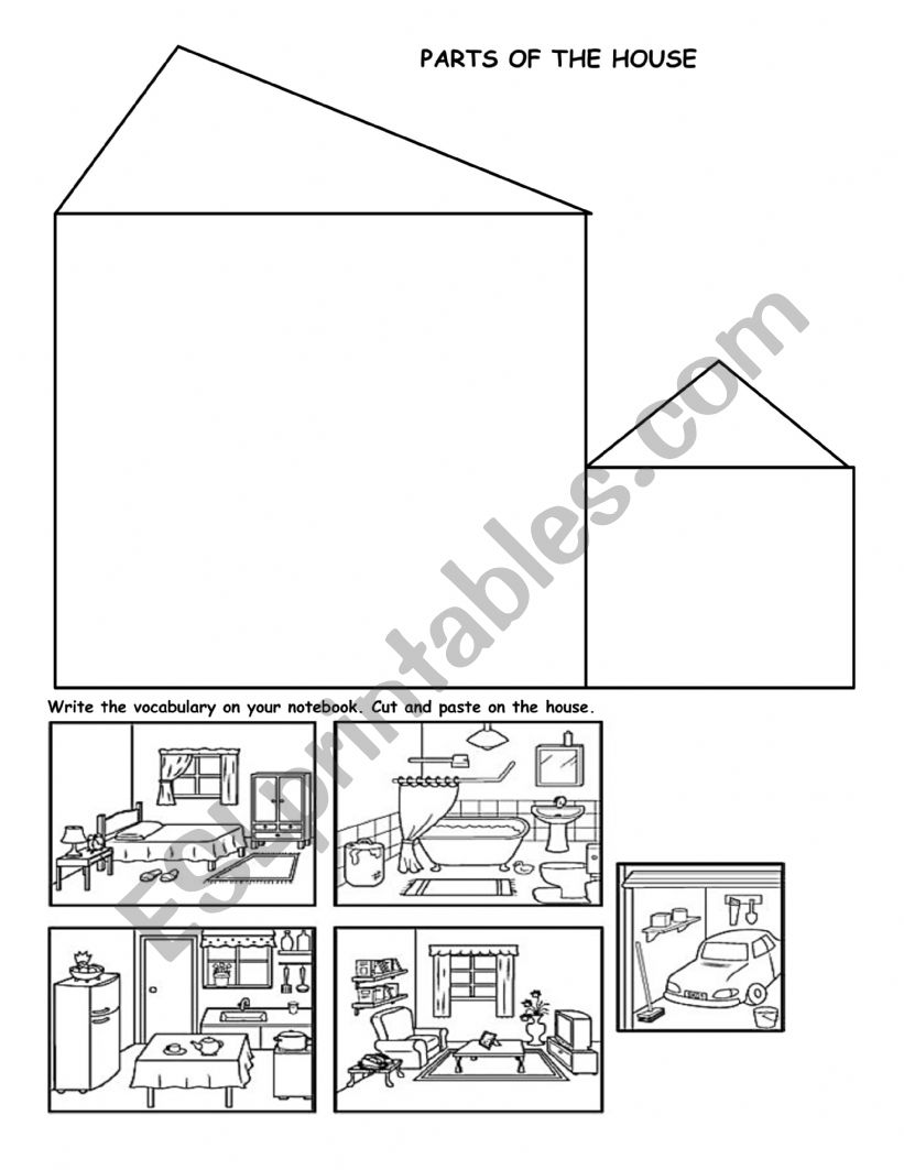 Parts of the house worksheet