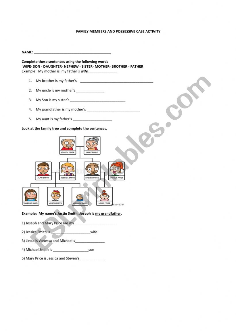 FAMILY MEMBERS AND POSSESSIVE CASE ACTIVITY
