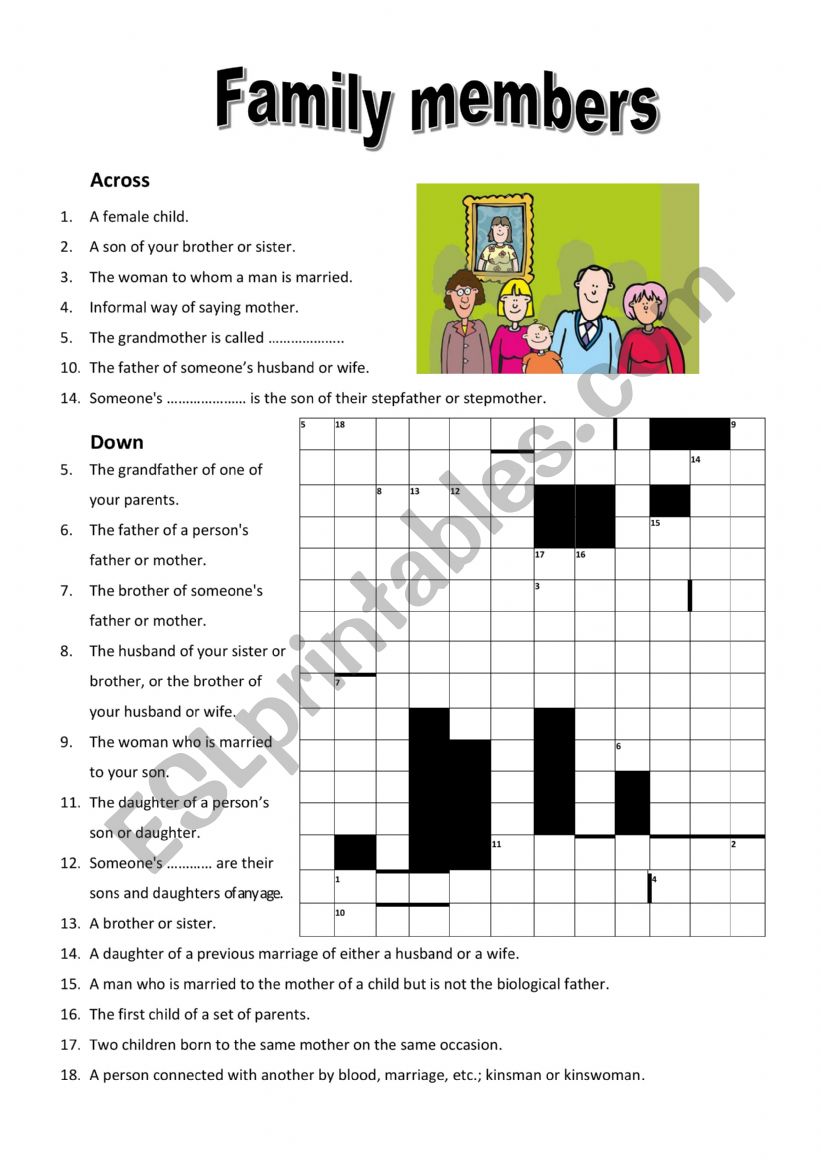 My family worksheet