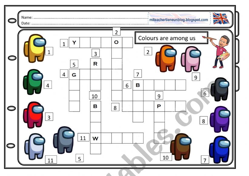 Colours are AMONG US worksheet