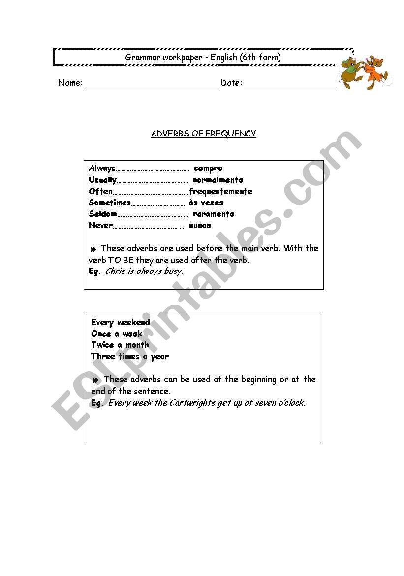 adverbs of frequency worksheet