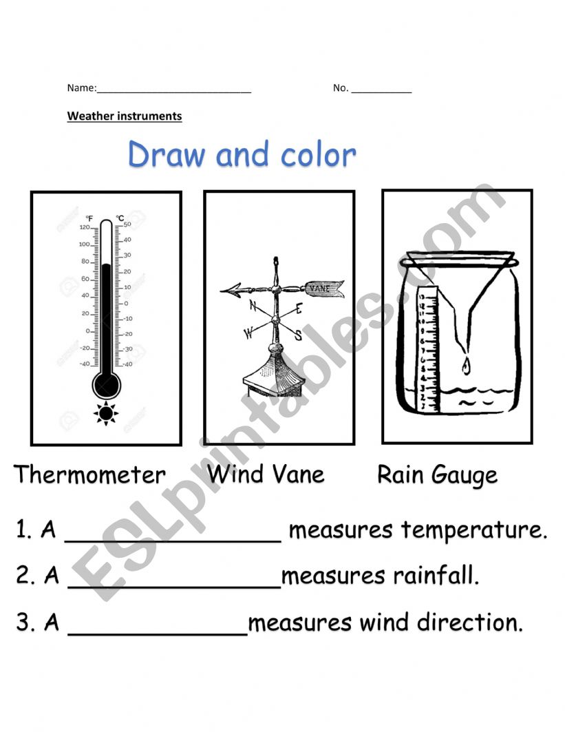 Weather Instruments worksheet