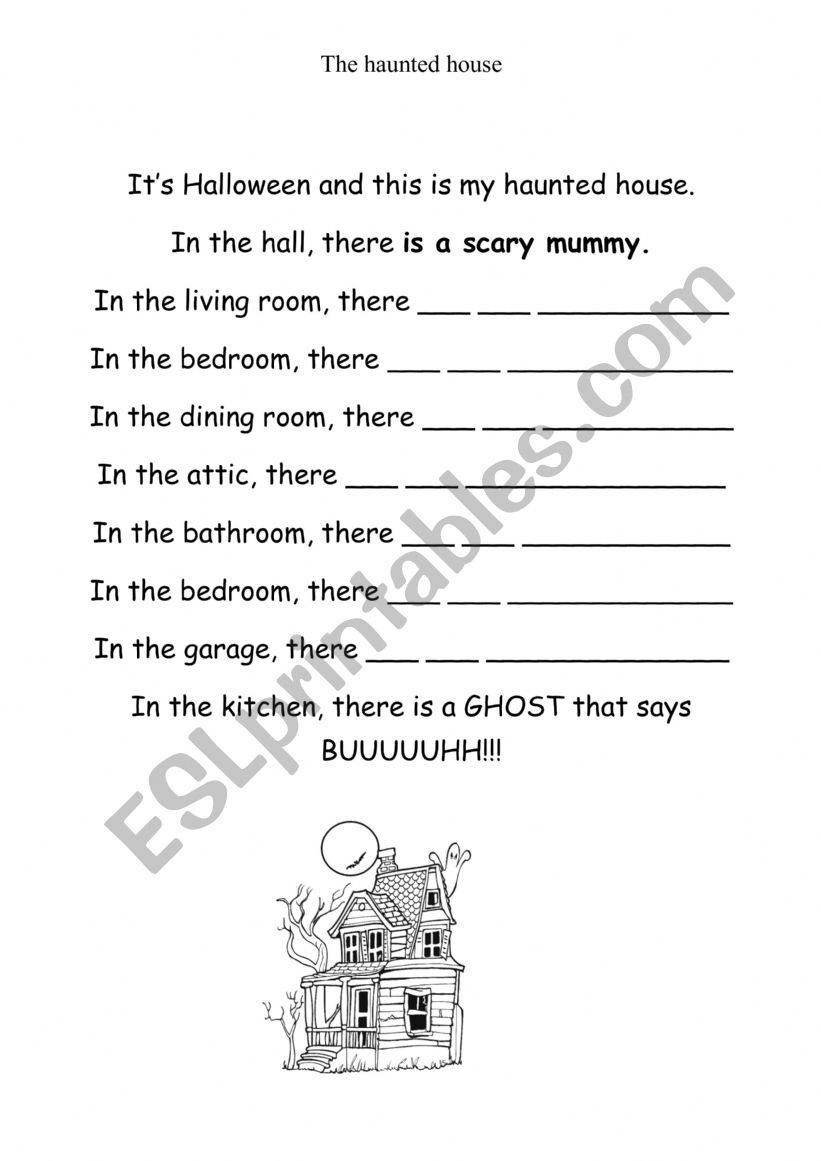 The haunted house. HALLOWEEN worksheet