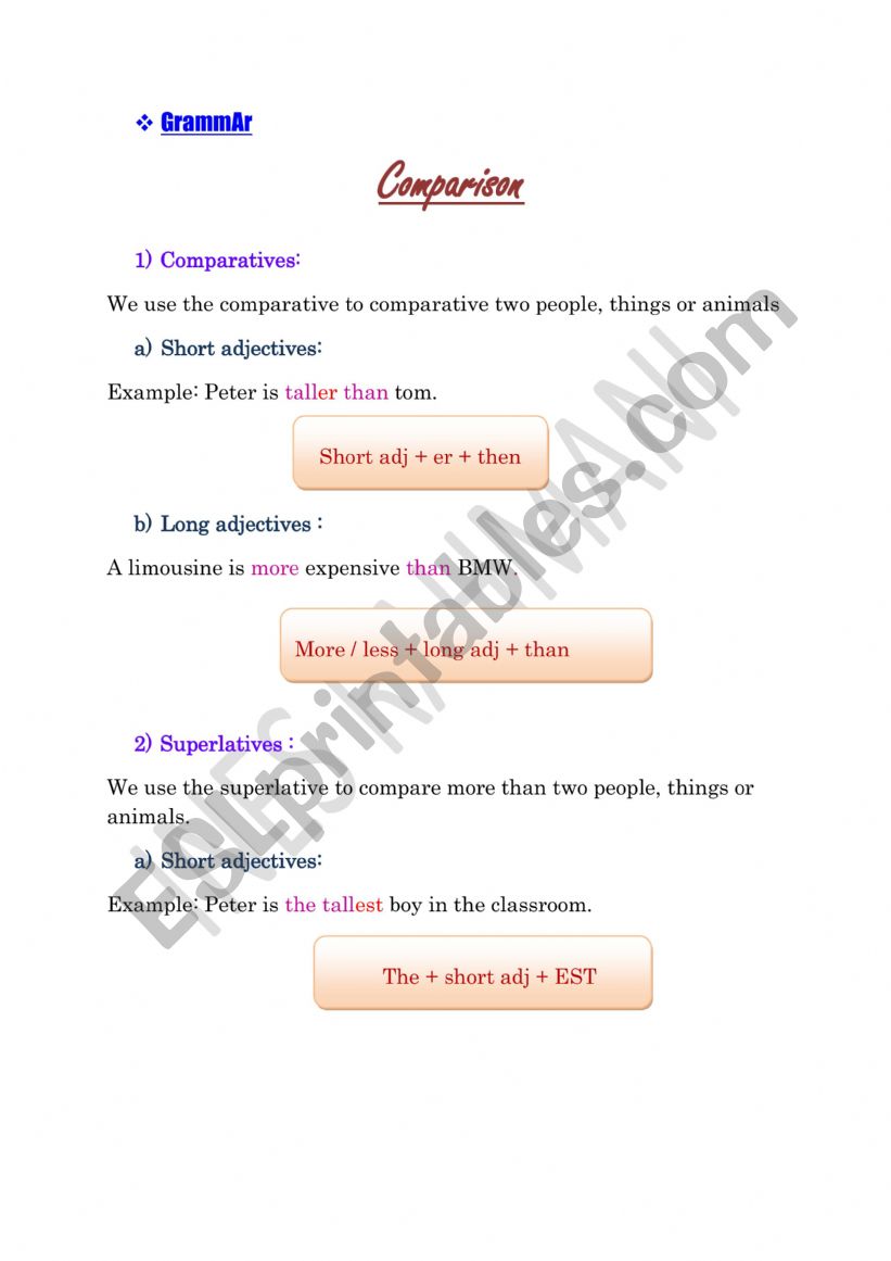 comparison worksheet