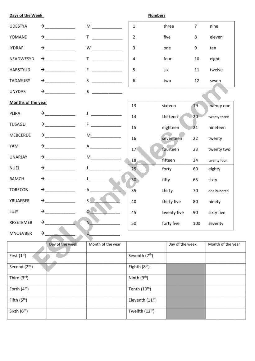 days-months-ordinal-number-worksheet-grammar-drills
