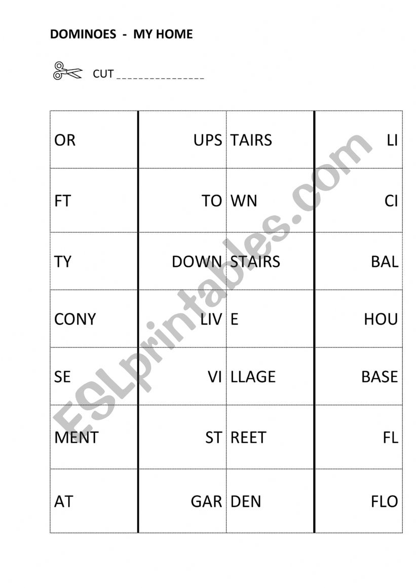 Dominoes - My home  - vocabulary