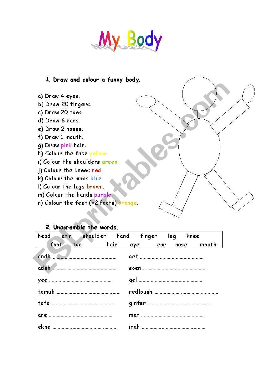 MY BODY worksheet part 1 worksheet