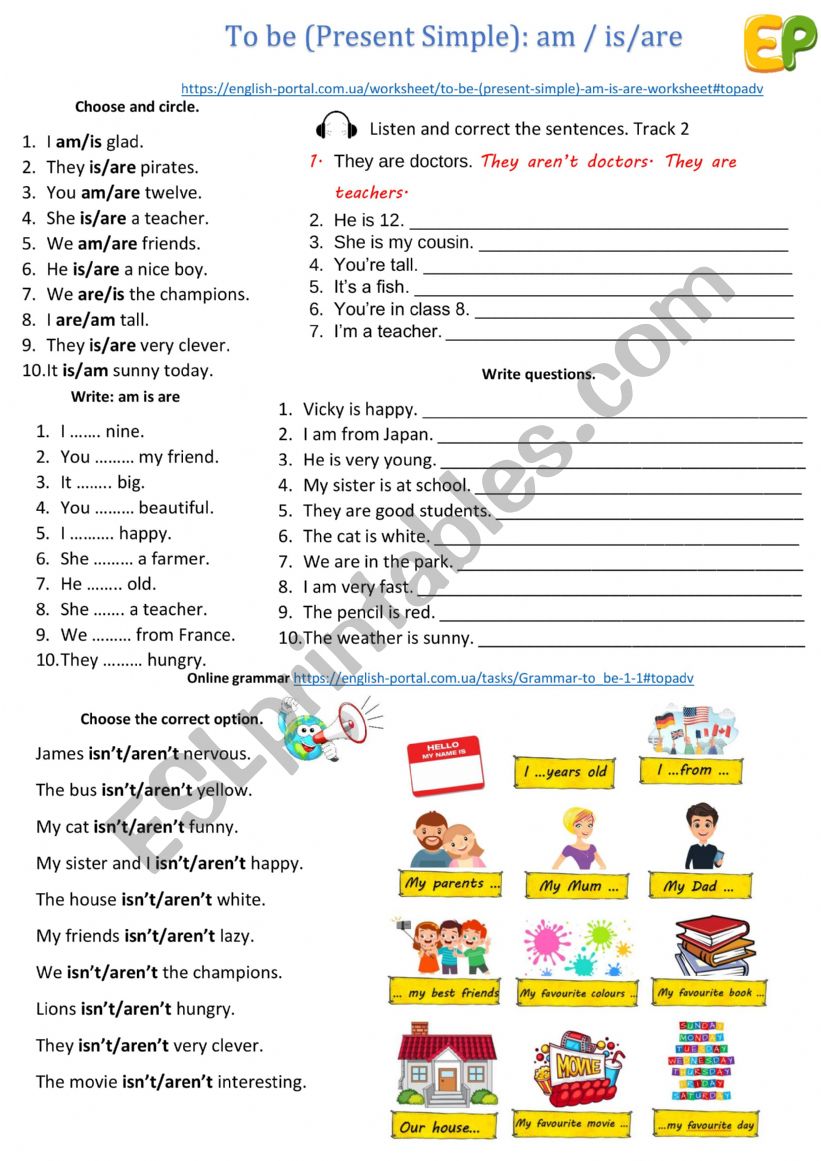 verb to be in the present simple tense