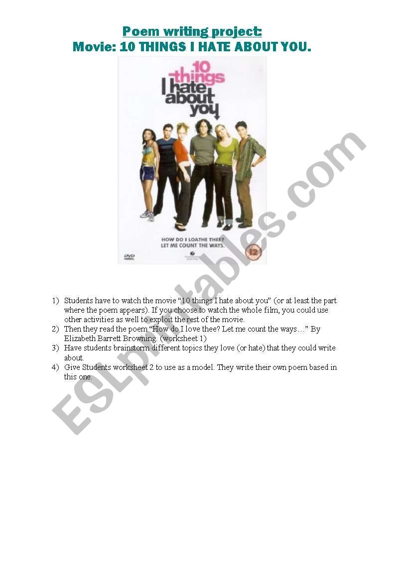 10 Things I hate About you- Lesson Plan