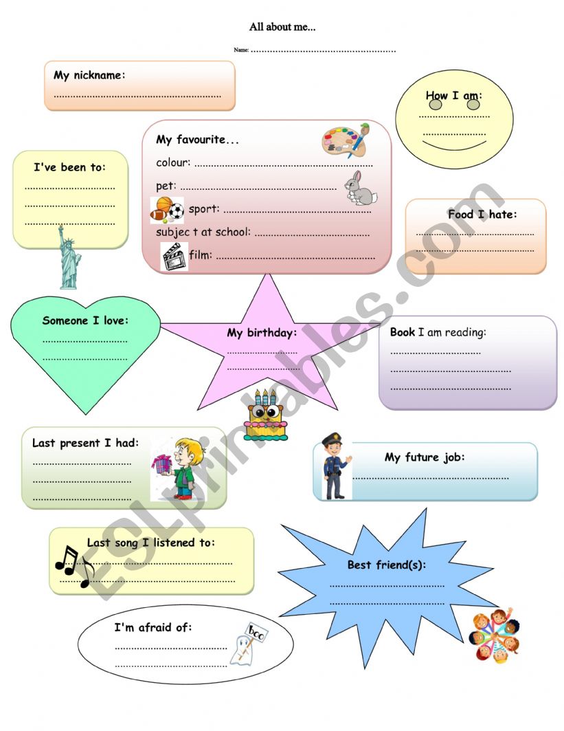 all about me worksheet