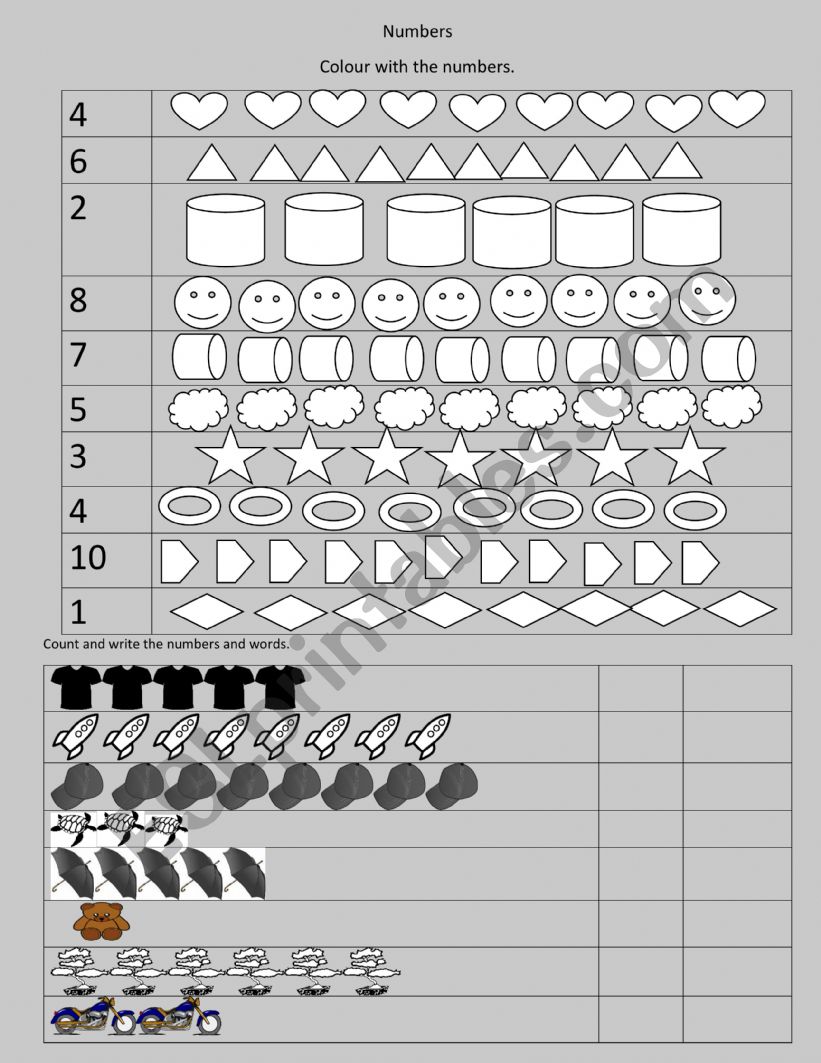 Numbers  worksheet