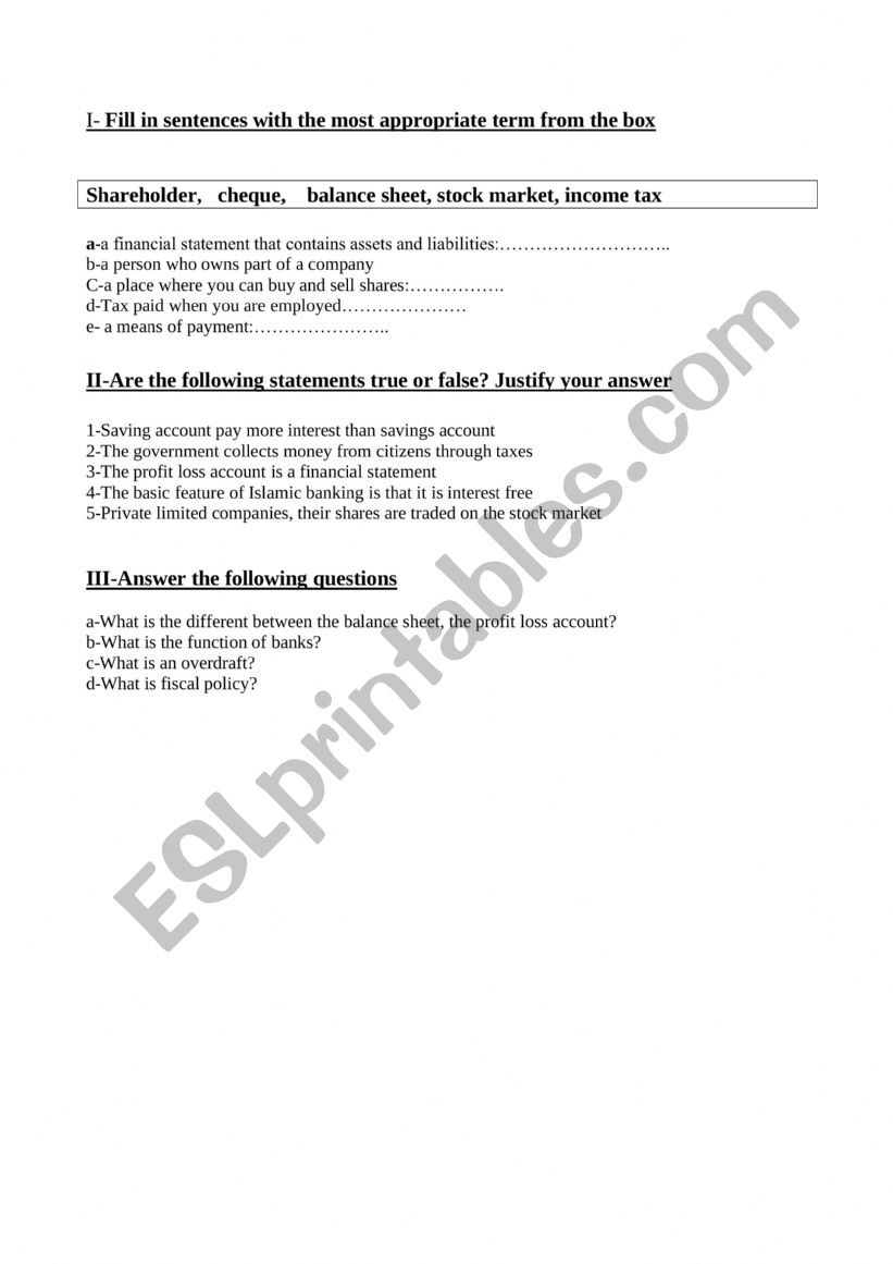 business english worksheet