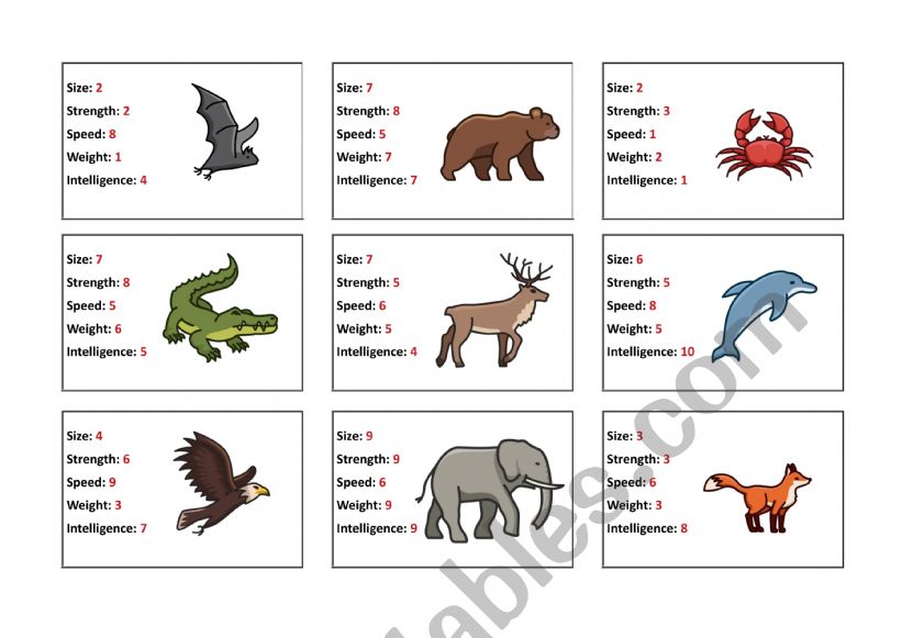 Beast Battles - Comparatives Game