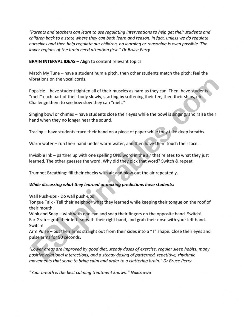 Trauma Interventions worksheet