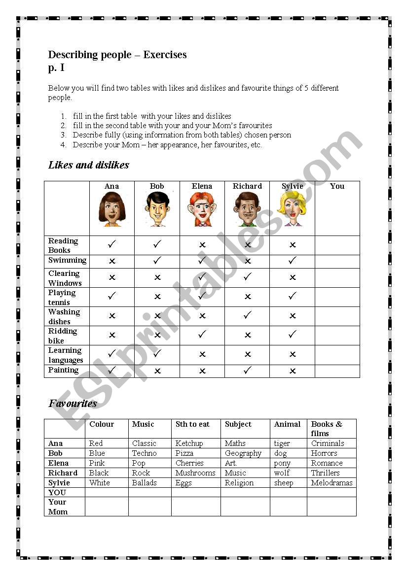 describing people worksheet