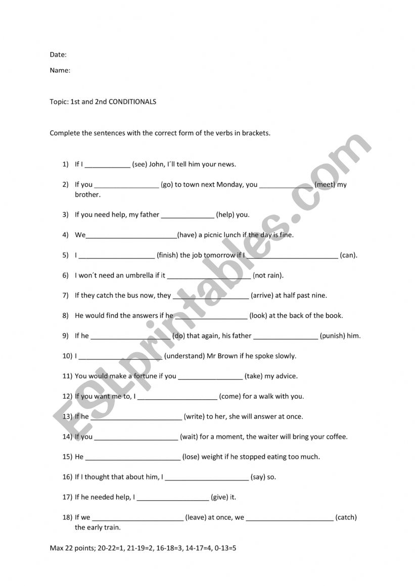 1st and 2nd conditional worksheet