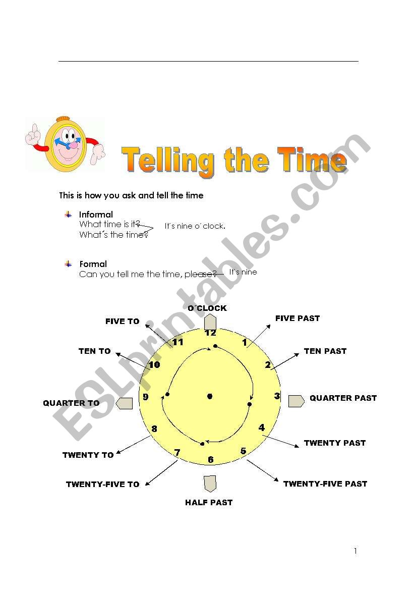 Telling the time worksheet