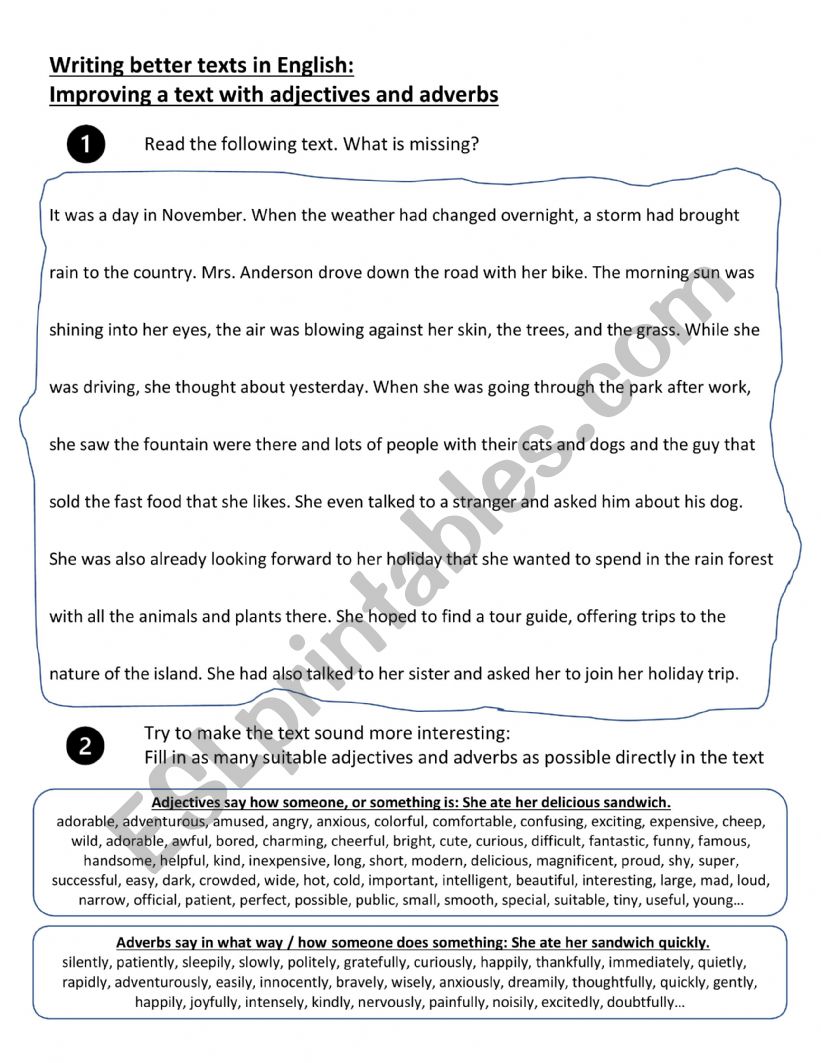 Writing better texts in English: Adjectives & Adverbs