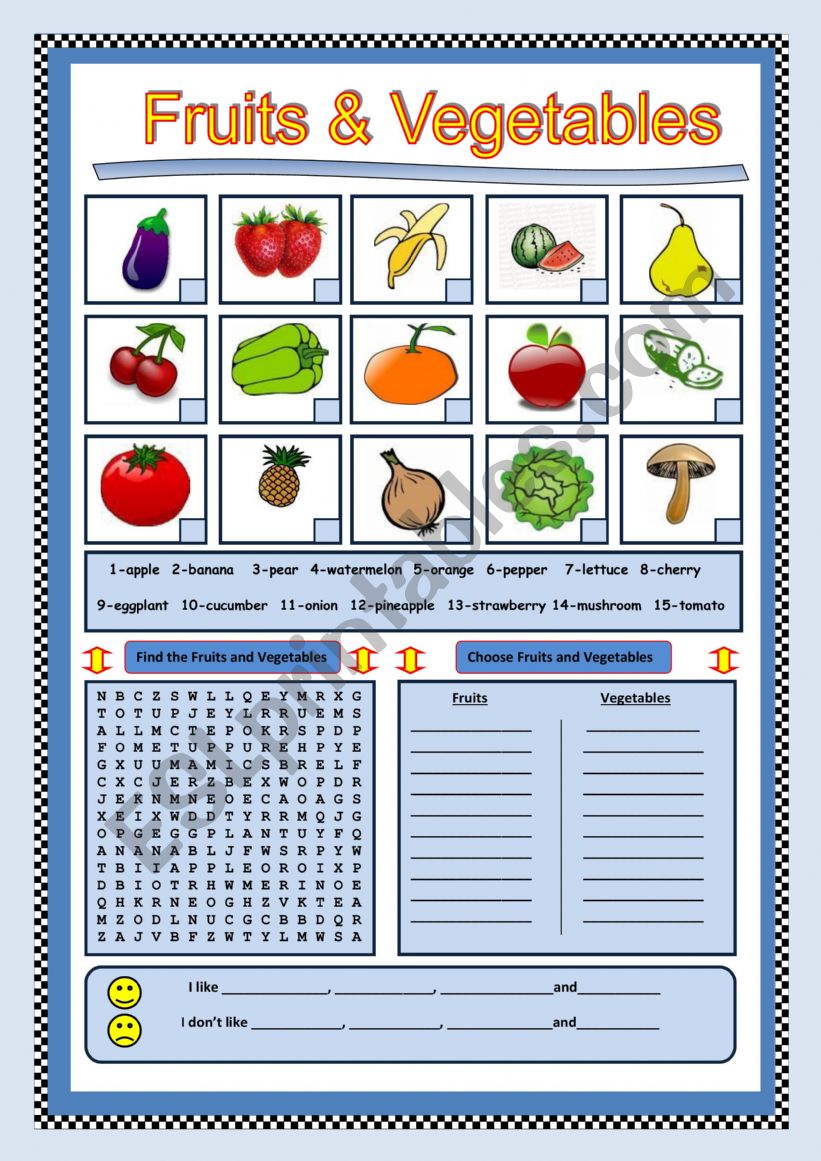 FRUIT WORKSHEET worksheet