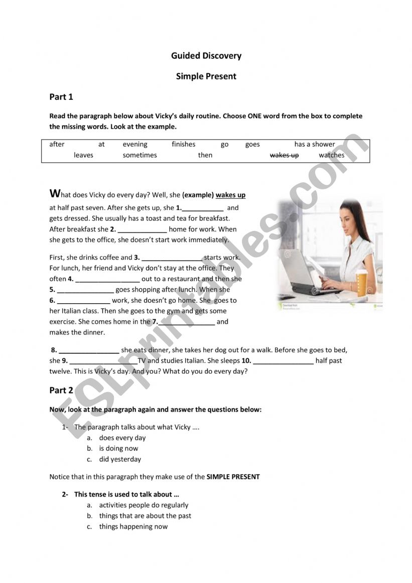 Simple present - Guided Discovery activity