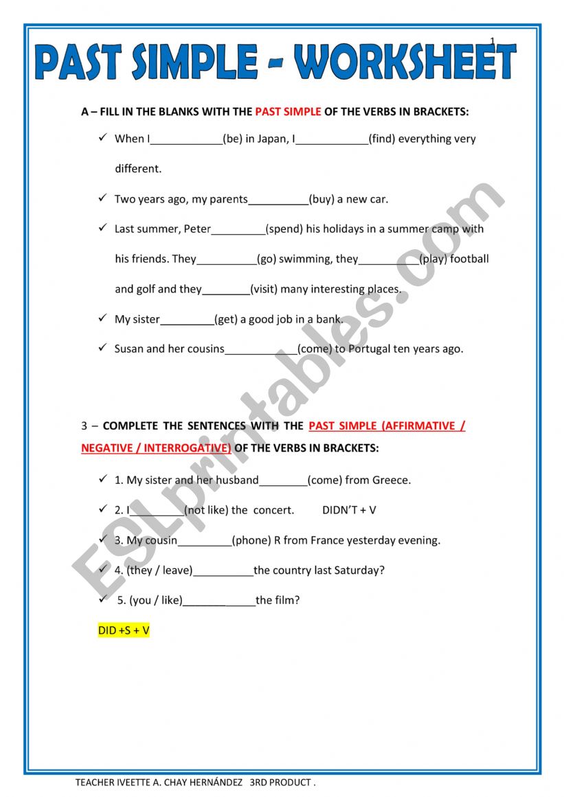 SIMPLE PAST worksheet