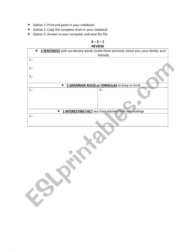 321 Review worksheet