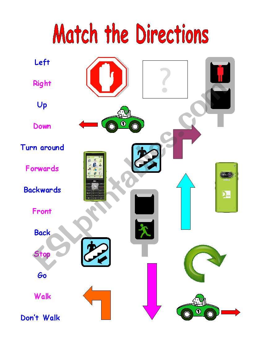 Match the Directions - Words and Pictures