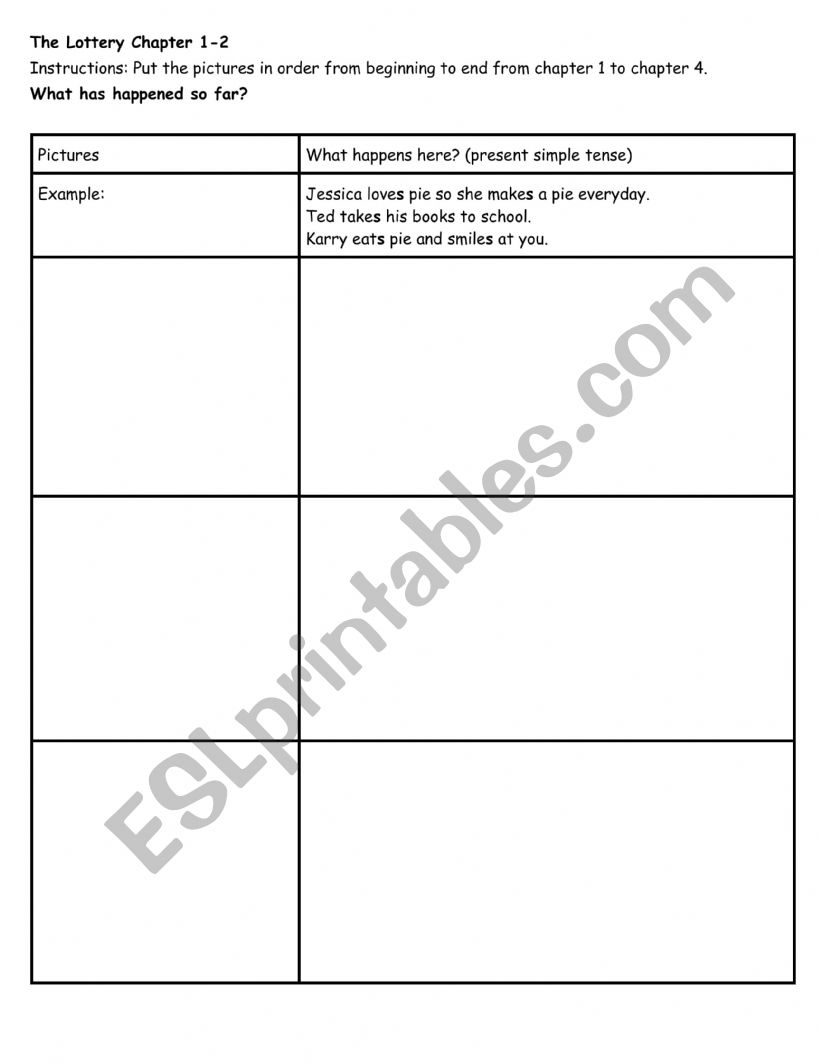 The Lottery Winner by Rosemary Border Chapter 1-2 Review Activity - Present Perfect 