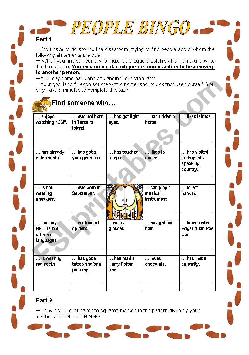 Ice Breaker - PEOPLE BINGO worksheet