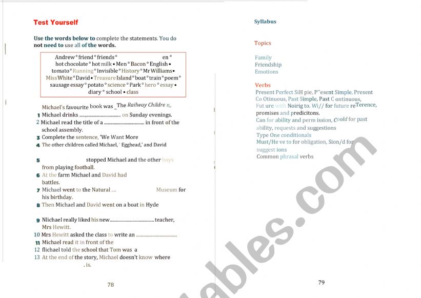 test worksheet