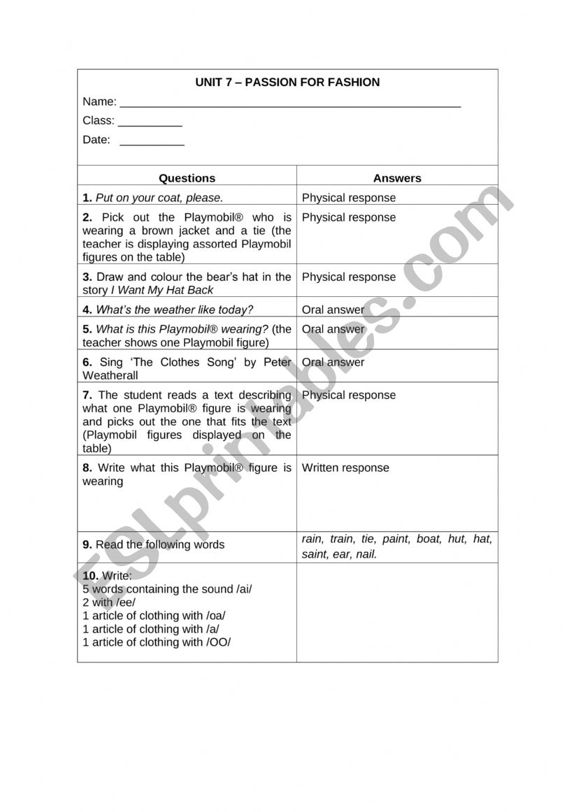 Passion for fashion  worksheet