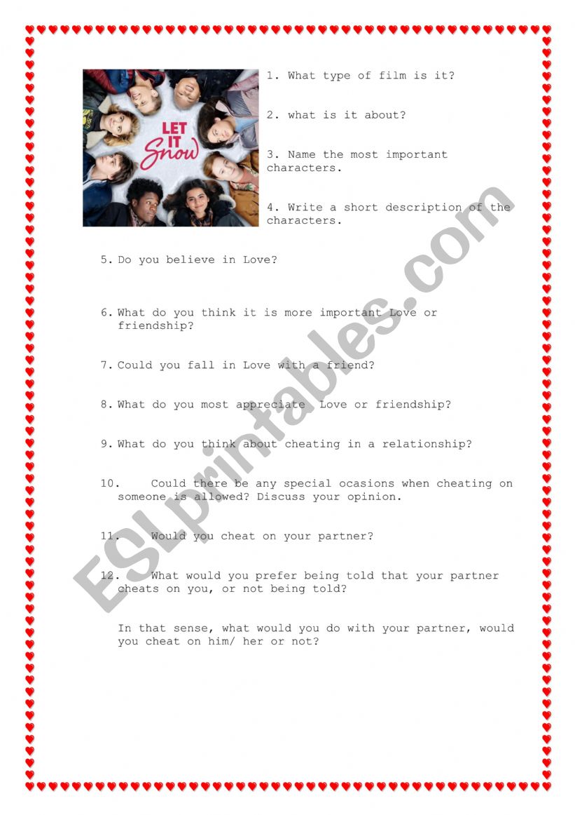 LET IT SNOW worksheet