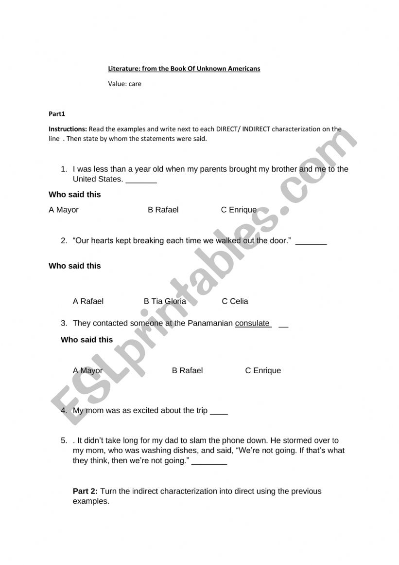 Direct vs Indirect Characterization