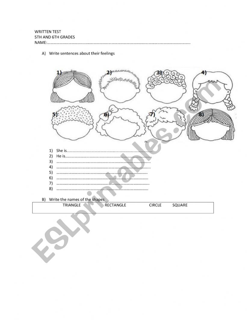 SHAPES AND FEELING worksheet